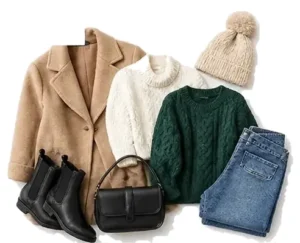 Sorted women's winter and autumn second-hand clothing